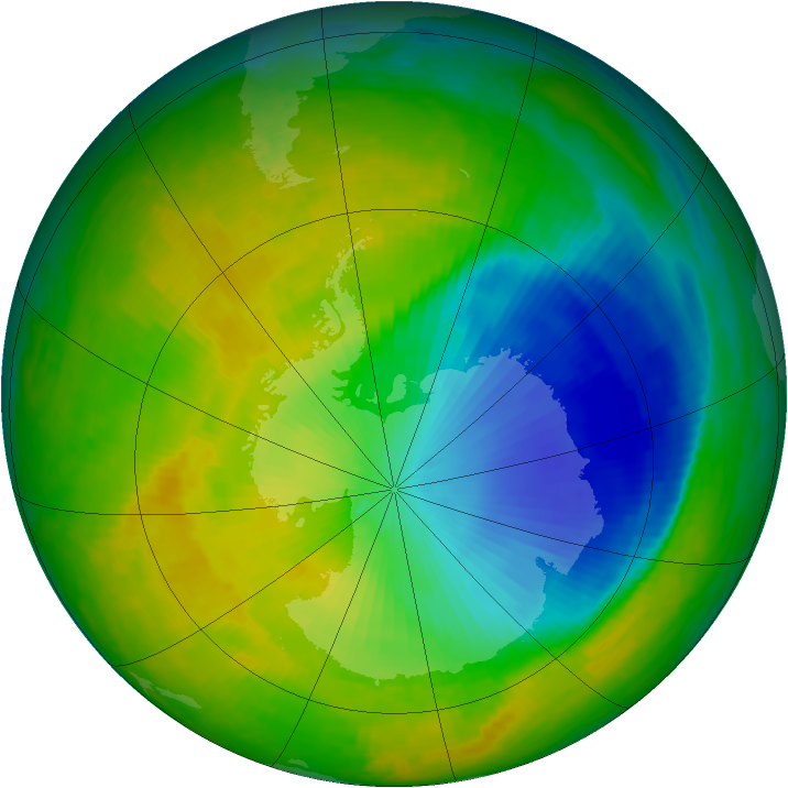 Antarctic ozone map for 08 November 2000